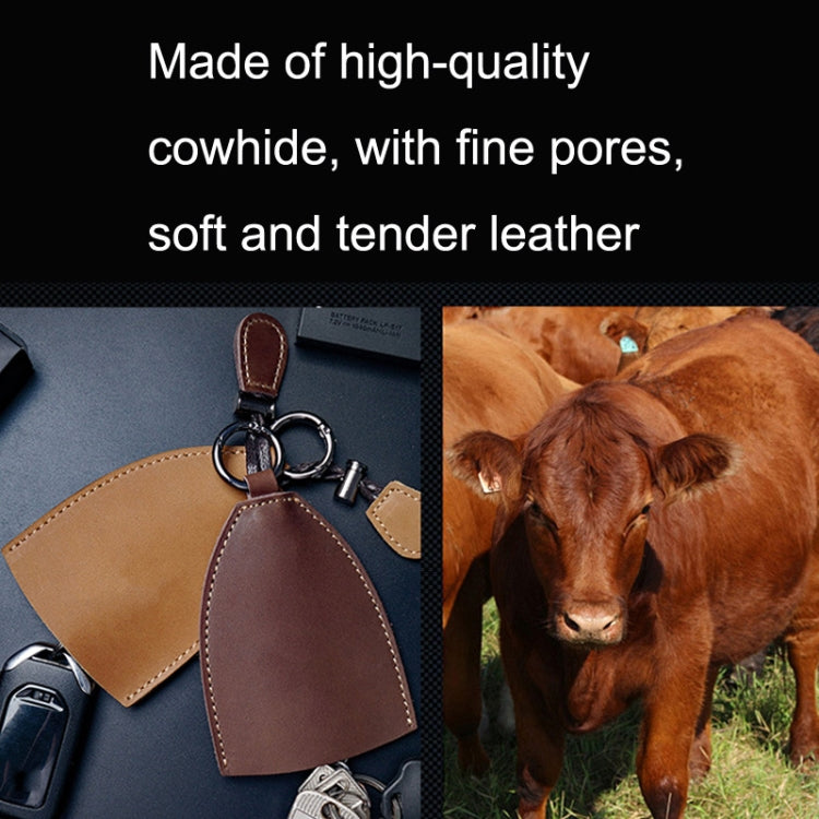 18Y-009 Vintage Handmade Leather Car Pull-Out Key Case(Oil Wax Skin Tea)