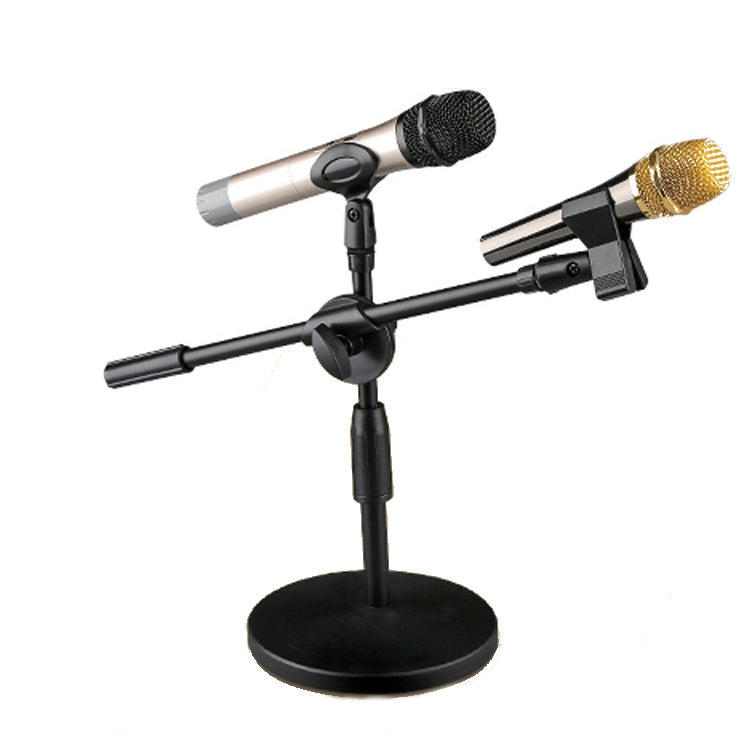 LKT-300 30-65cm Full Metal Disc Base Dual Microphone Stand,Size: 140mm Base - Stand by PMC TechLife | Online Shopping South Africa | PMC TechLife | Buy Now Pay Later Mobicred