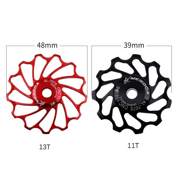 MEROCA Ceramic Bearing Mountain Bike Guide Wheel(11T Red)