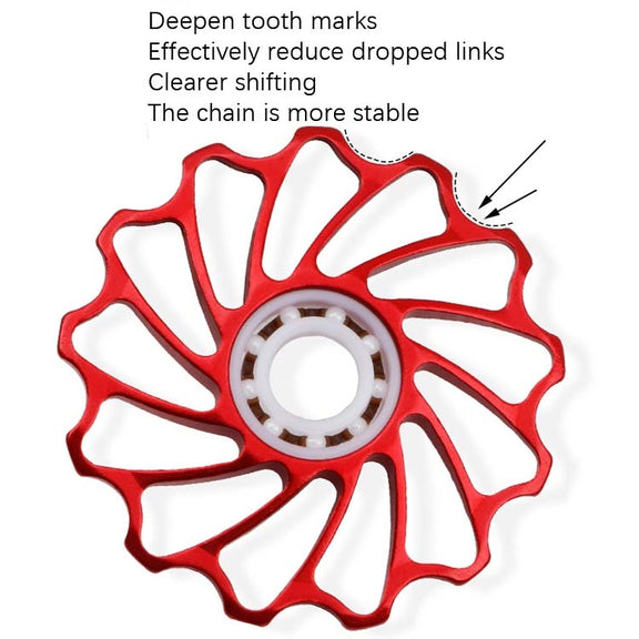 MEROCA Ceramic Bearing Mountain Bike Guide Wheel(11T Red)