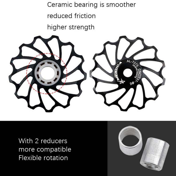 MEROCA Ceramic Bearing Mountain Bike Guide Wheel(11T Black)