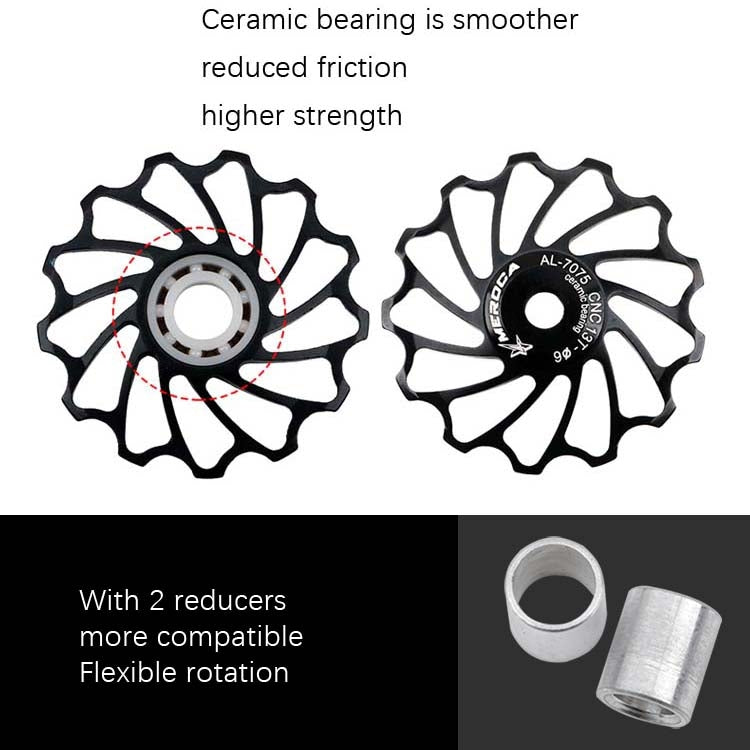 MEROCA Ceramic Bearing Mountain Bike Guide Wheel(11T Black)