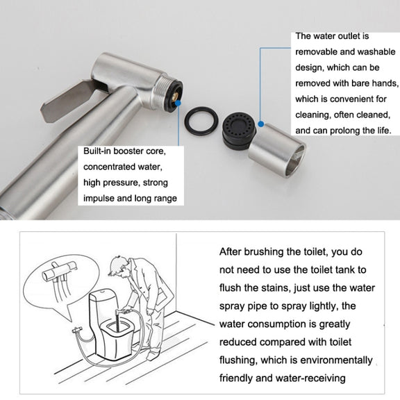 304 Stainless Steel Washer Nozzle Female Washer Set, Style: Female Washer + Hose + Bracket