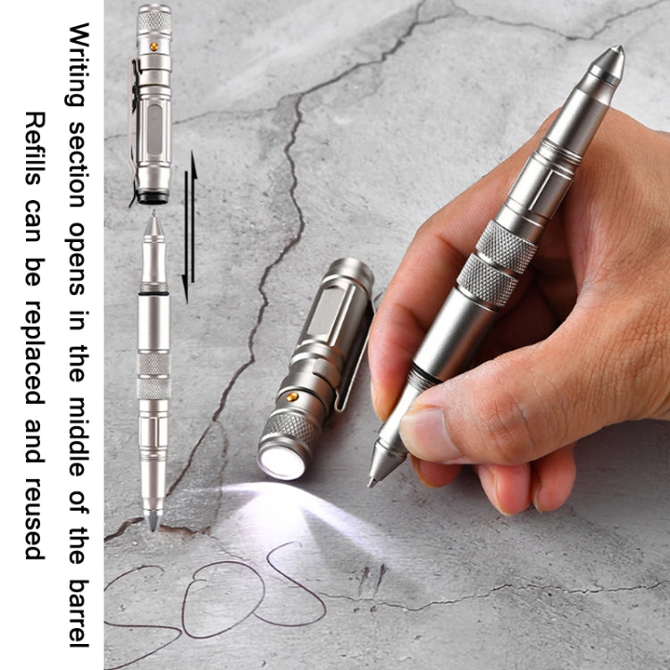 P08 Outdoor LED With Flashing Tungsten Steel Window Breaking Self-Defense Pen(Grey) - Self-defense Protection by PMc TechLife | Online Shopping South Africa | PMc TechLife | Buy Now Pay Later Mobicred