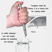 P08 Outdoor LED With Flashing Tungsten Steel Window Breaking Self-Defense Pen(Grey)