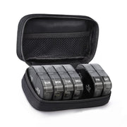 14 Compartment Medicine Box Plastic Double Row Leather Bag Pill Box(Black)