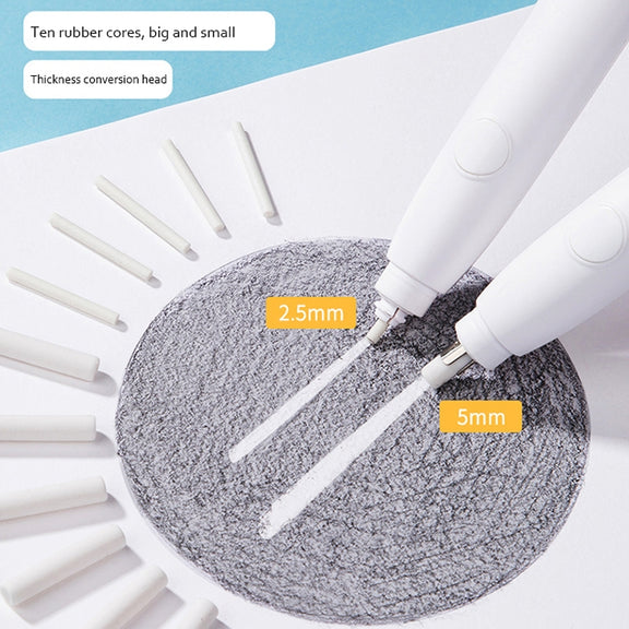 Deli 71107 Electric Eraser Art Can Replace The Core Rubber Core(White Shell)