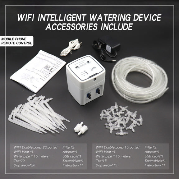 WD-01ADE WIFI Gardening Drip Irrigation Controller, Specification: Double Pump 20 Pots(EU Plug)