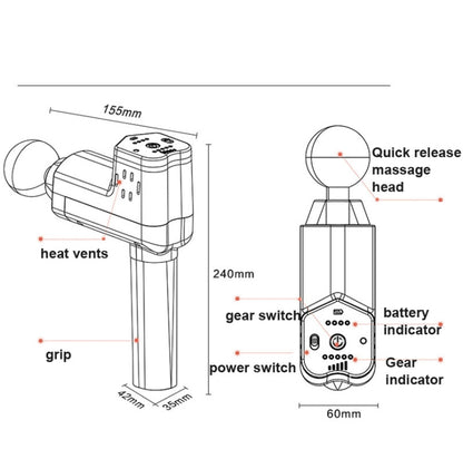 Booster T  Deep Muscle Relaxation Massage Gun,EU Plug  2000mAh With 6 Massage Head(Gray) - free shipping - PMC Jewellery - Order now!