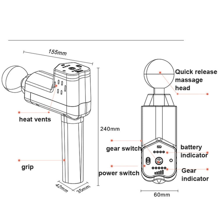 Booster T  Deep Muscle Relaxation Massage Gun,EU Plug  2500mAh With 6 Massage Head(Gray) - free shipping - PMC Jewellery - Order now!