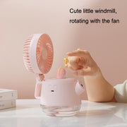 A04a USB Cute Pet Kettle Spray Desktop Fan(White Lucky Cat)