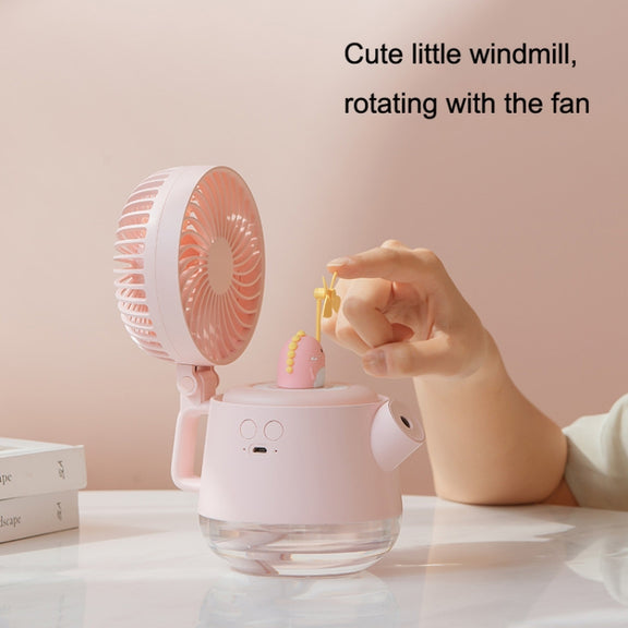 A04a USB Cute Pet Kettle Spray Desktop Fan(White Lucky Cat)