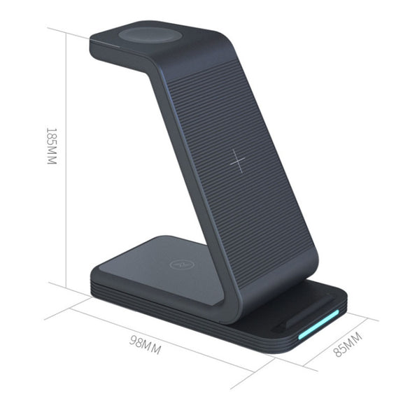 D2 3 In 1 15W Wireless Vertical Charger(Black)