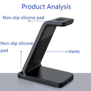 D2 3 In 1 15W Wireless Vertical Charger(Black)