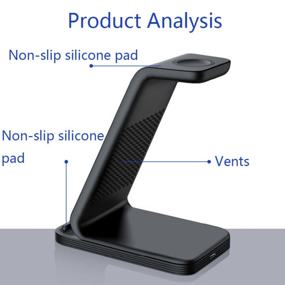 D2 3 In 1 15W Wireless Vertical Charger(Black)