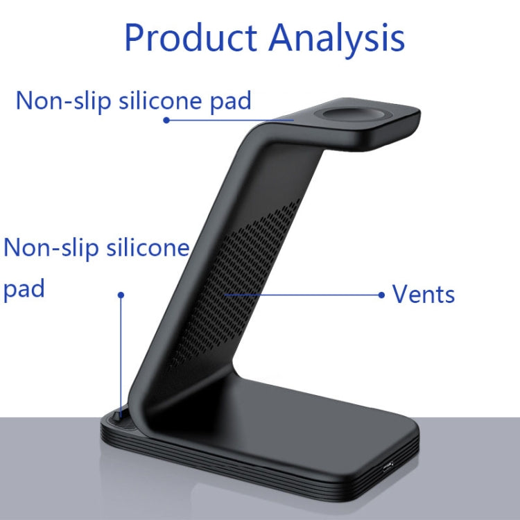 D2 3 In 1 15W Wireless Vertical Charger(Black)
