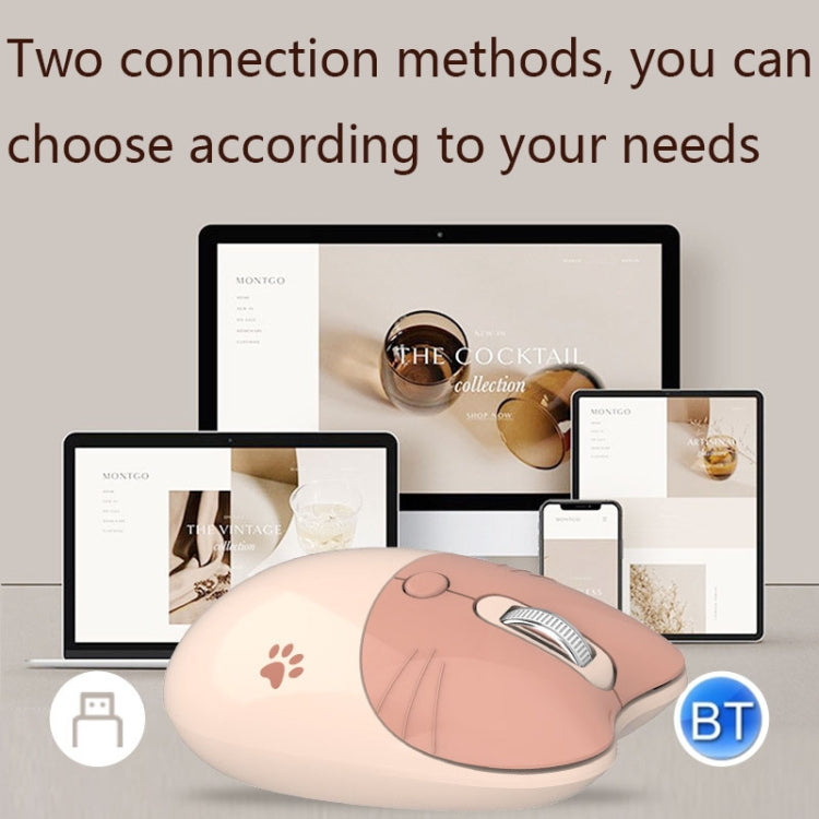 M3 3 Keys Cute Silent Laptop Wireless Mouse, Spec: Bluetooth Wireless Version (Pink)