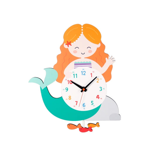 Cartoon Shake Wall Clock Children Room Decoration Wall Clock (Mermaid) - Wall Clock by null | Online Shopping South Africa | PMC Jewellery | Buy Now Pay Later Mobicred