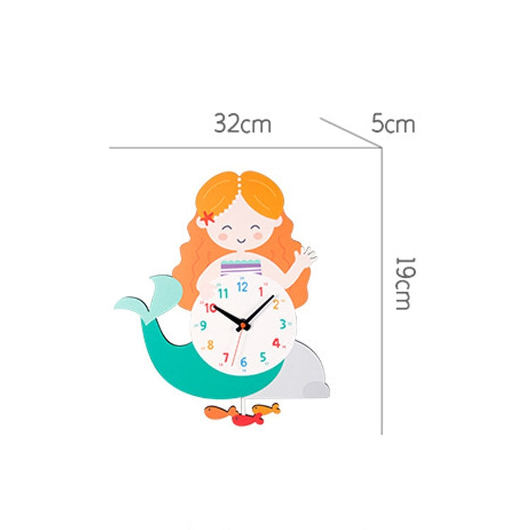 Cartoon Shake Wall Clock Children Room Decoration Wall Clock (Mermaid) - Wall Clock by null | Online Shopping South Africa | PMc TechLife | Buy Now Pay Later Mobicred
