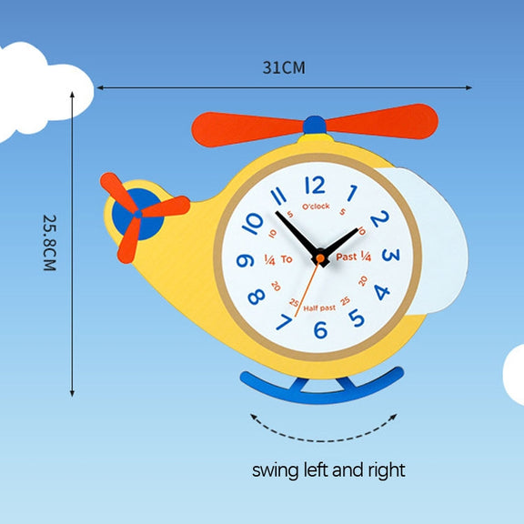 Cartoon Shake Wall Clock Children Room Decoration Wall Clock (Helicopter)