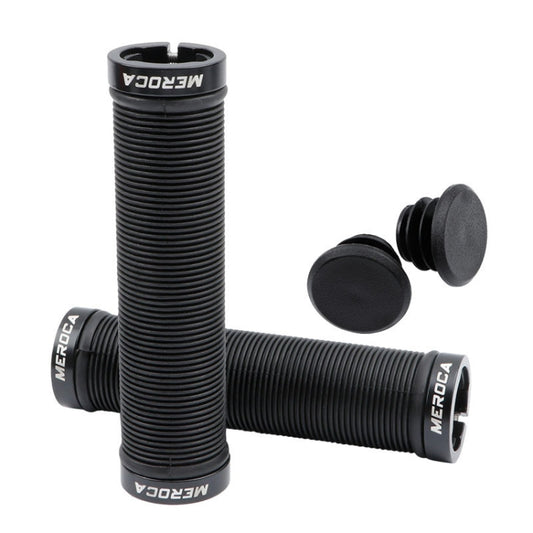 MEROCA Mountain Bike Anti-slip Shock Absorber Riding Grip Cover, Style: Bilateral Lock Thread ME15 Black - Bicycle Grips by MEROCA | Online Shopping South Africa | PMC Jewellery | Buy Now Pay Later Mobicred