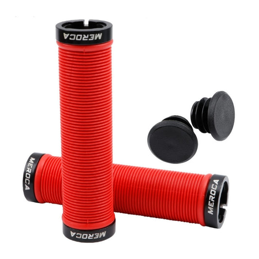 MEROCA Mountain Bike Anti-slip Shock Absorber Riding Grip Cover, Style: Bilateral Lock Thread ME15 Red - Bicycle Grips by MEROCA | Online Shopping South Africa | PMC Jewellery | Buy Now Pay Later Mobicred
