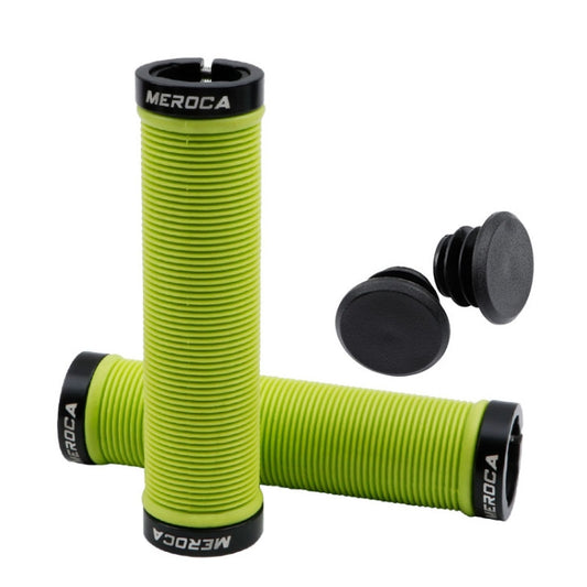 MEROCA Mountain Bike Anti-slip Shock Absorber Riding Grip Cover, Style: Bilateral Lock Thread ME15 Green - Bicycle Grips by MEROCA | Online Shopping South Africa | PMC Jewellery | Buy Now Pay Later Mobicred