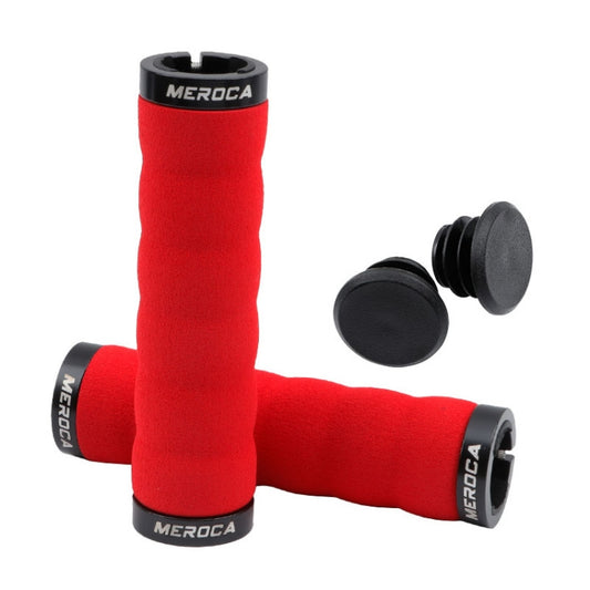 MEROCA Mountain Bike Anti-slip Shock Absorber Riding Grip Cover, Style: Bilateral Lock Sponge ME30 Red - Bicycle Grips by MEROCA | Online Shopping South Africa | PMC Jewellery | Buy Now Pay Later Mobicred