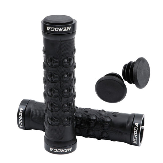 MEROCA Mountain Bike Anti-slip Shock Absorber Riding Grip Cover, Style: Bilateral Lock Skull ME23 Black - Bicycle Grips by MEROCA | Online Shopping South Africa | PMC Jewellery | Buy Now Pay Later Mobicred