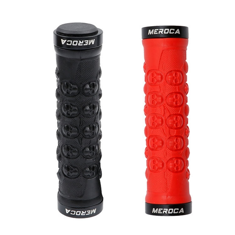 MEROCA Mountain Bike Anti-slip Shock Absorber Riding Grip Cover, Style: Bilateral Lock Skull ME23 Red