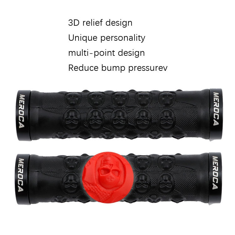 MEROCA Mountain Bike Anti-slip Shock Absorber Riding Grip Cover, Style: Bilateral Lock Skull ME23 Red