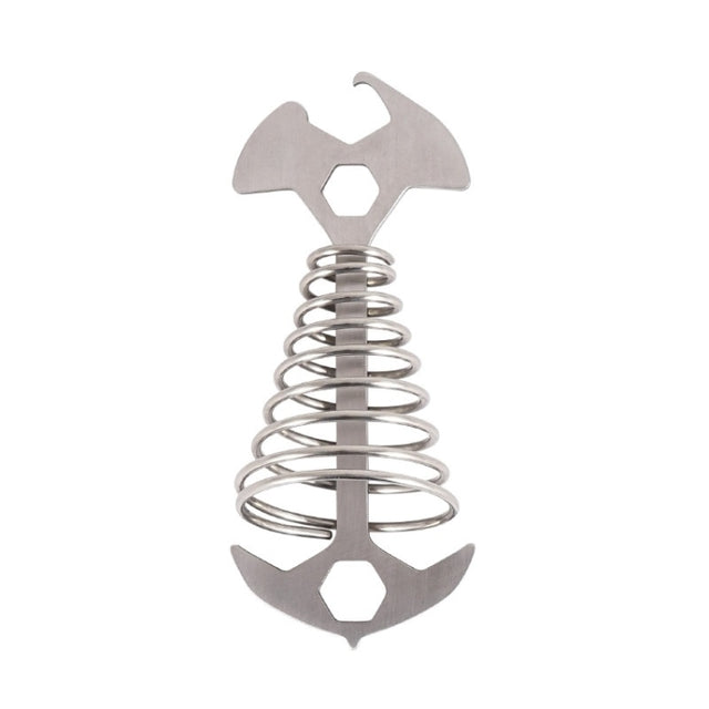 5 PCS Multifunctional Outdoor Camping Fishbone Nail Spring Hook Wind Rope Buckle(Stainless Steel)