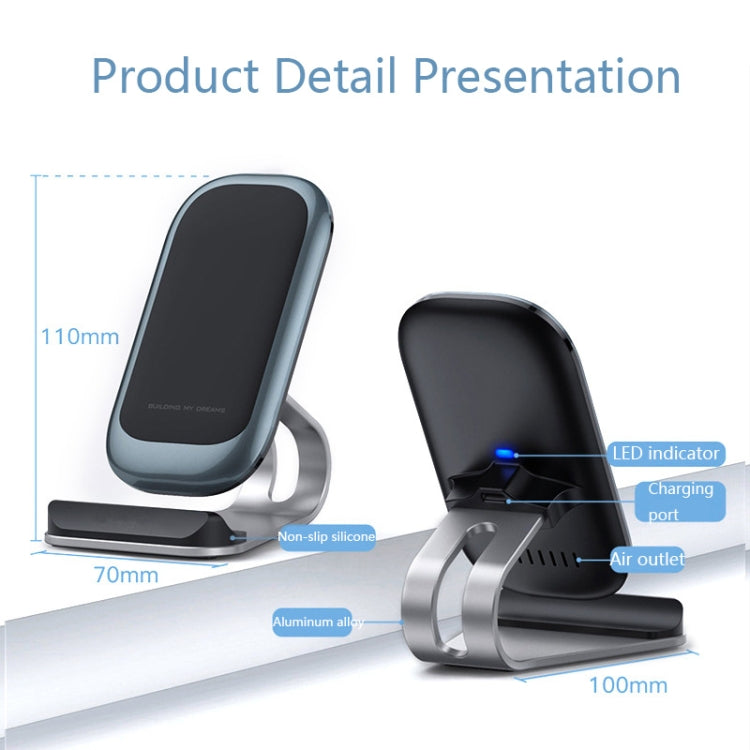 Z01 15W Multifunctional Desktop Wireless Charger with Stand Function, Spec: MCU (Black)