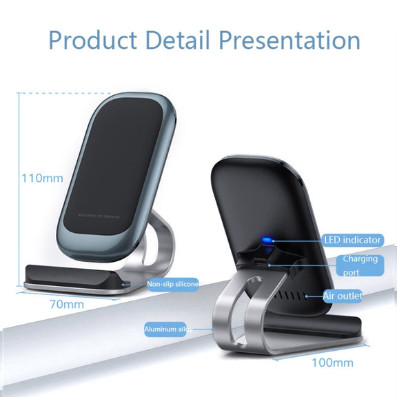 Z01 15W Multifunctional Desktop Wireless Charger with Stand Function, Spec: MCU (Silver)
