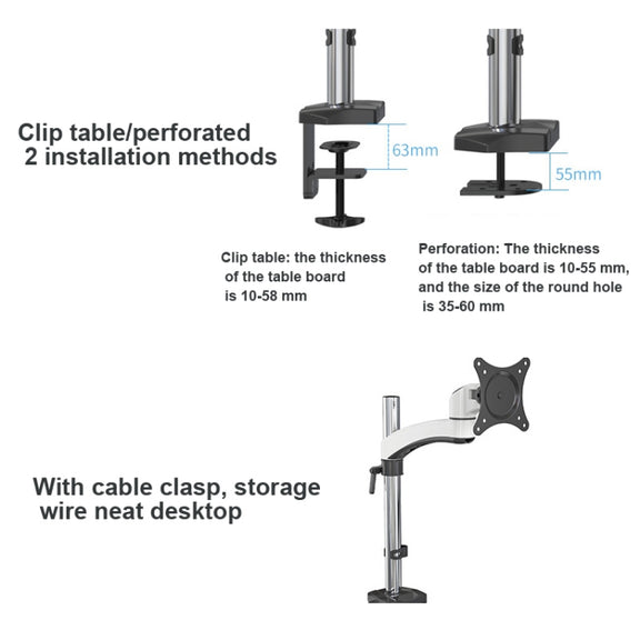 Gibbon Mounts FE112 Aluminum Alloy Lifting and Rotating LCD Computer Monitor Bracket( Clip Table)
