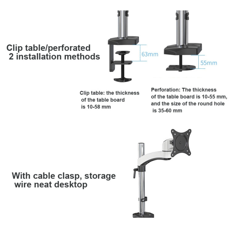 Gibbon Mounts FE112 Aluminum Alloy Lifting and Rotating LCD Computer Monitor Bracket( Clip Table)