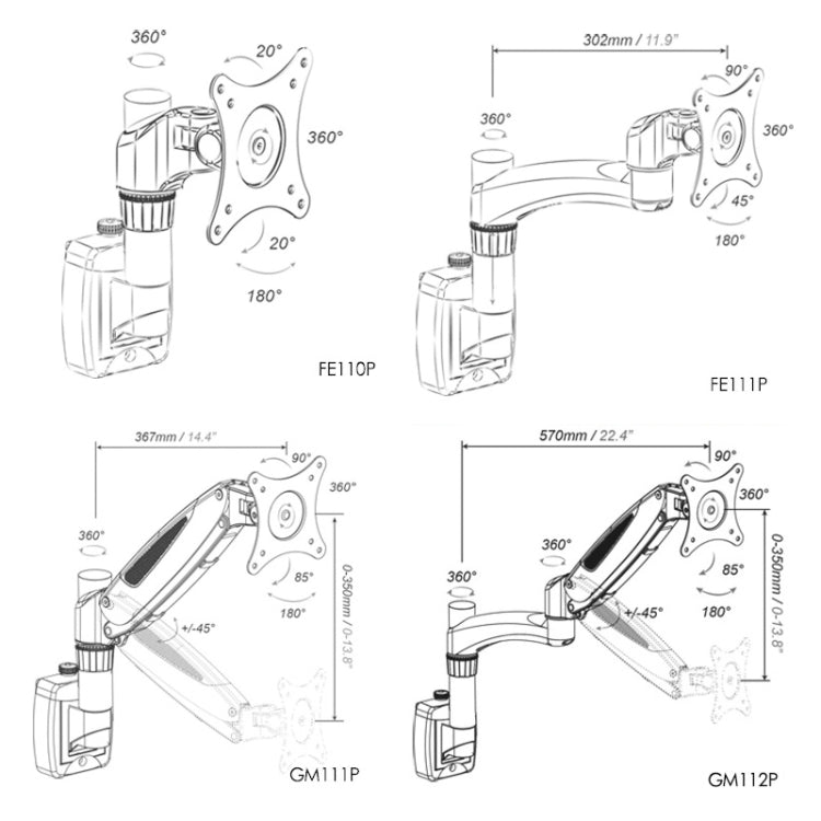 Gibbon Mounts  Lifting and Rotating Computer Monitor Bracket Slide Rail Bracket,Model:  FE110P