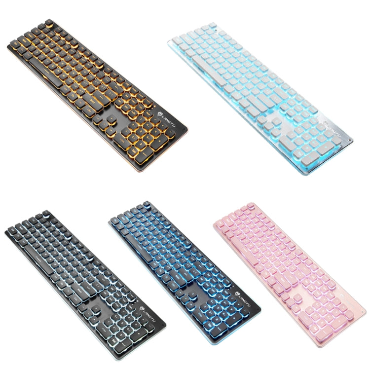 LANGTU L1 104 Keys USB Home Office Film Luminous Wired Keyboard, Cable Length:1.6m(Ice Blue Light Silver White) - free shipping - PMC Jewellery - Order now!