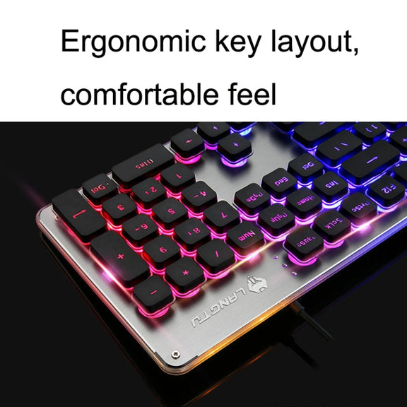 LANGTU L1 104 Keys USB Home Office Film Luminous Wired Keyboard, Cable Length:1.6m(Ice Blue Light Silver White)