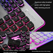 LANGTU L1 104 Keys USB Home Office Film Luminous Wired Keyboard, Cable Length:1.6m(Orange Light Black)