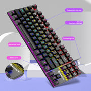 XUNFOX K80 87 Keys Wired Gaming Mechanical Illuminated Keyboard, Cable Length:1.5m(White Yellow)