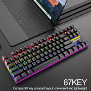 XUNFOX K80 87 Keys Wired Gaming Mechanical Illuminated Keyboard, Cable Length:1.5m(Black Gray)