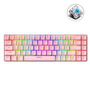 ZIYOU LANG T8 68 Keys RGB Luminous Gaming Mechanical Keyboard, Cable Length:1.6m(Pink Green Shaft)