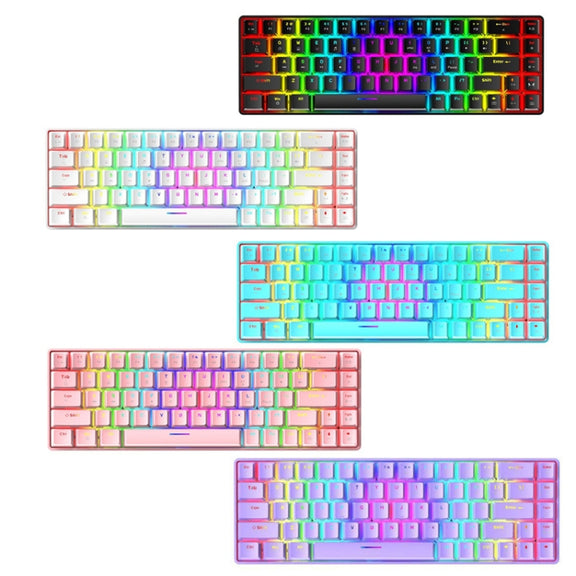 ZIYOU LANG T8 68 Keys RGB Luminous Gaming Mechanical Keyboard, Cable Length:1.6m(Black Tea Shaft)