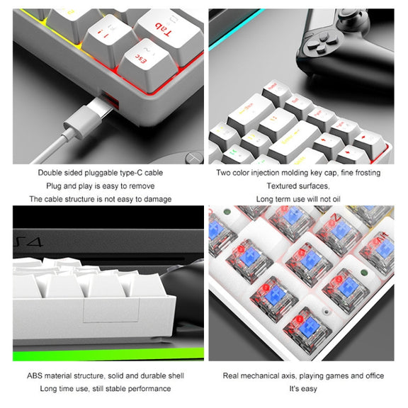 ZIYOU LANG T8 68 Keys RGB Luminous Gaming Mechanical Keyboard, Cable Length:1.6m(Black Tea Shaft)