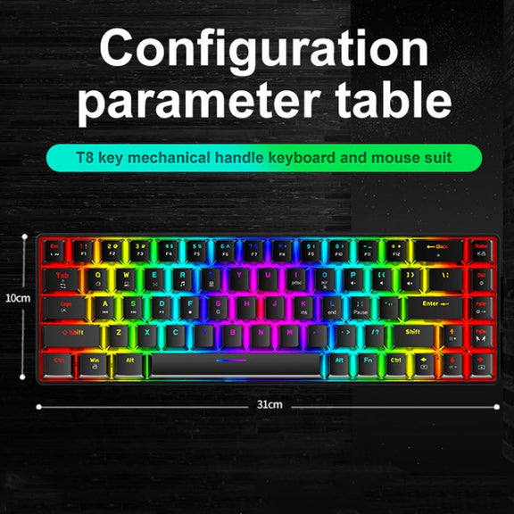 ZIYOU LANG T8 68 Keys RGB Luminous Gaming Mechanical Keyboard, Cable Length:1.6m(Black Tea Shaft)