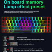 ZIYOU LANG T8 68 Keys RGB Luminous Gaming Mechanical Keyboard, Cable Length:1.6m(Black Tea Shaft)