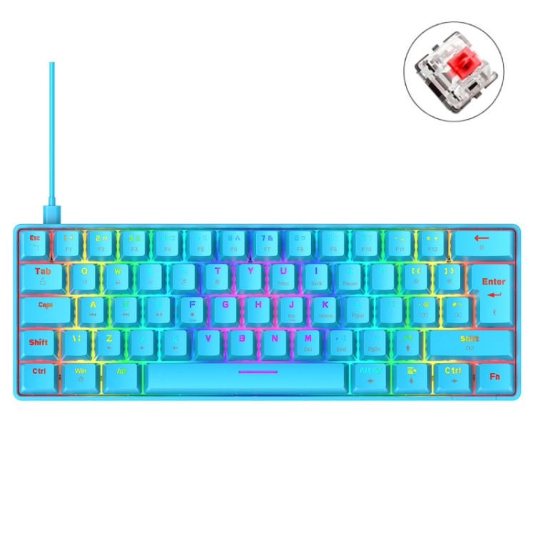 ZIYOU LANG T60 62-Key RGB Luminous Mechanical Wired Keyboard, Cable Length:1.5m(Blue Red Shaft) - free shipping - PMC Jewellery - Order now!