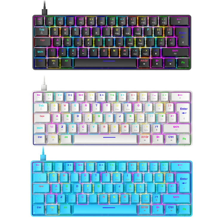 ZIYOU LANG T60 62-Key RGB Luminous Mechanical Wired Keyboard, Cable Length:1.5m(White Green Shaft) - free shipping - PMC Jewellery - Order now!