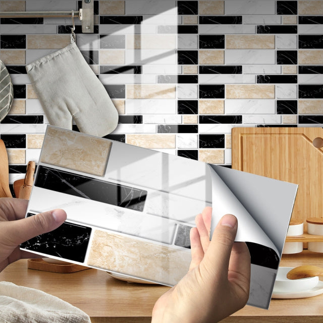 12 PCS 10 x 20cm Brick Pattern Crystal Film Glossy Tile Sticker Floor Sticker(KIT021)